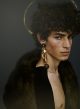 Fur collar & coat Calvin Klein, earring Marni