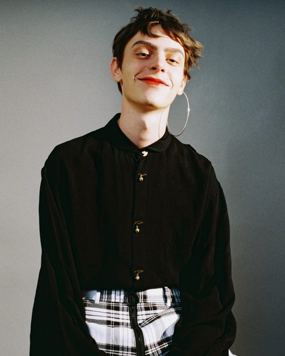 Shirt Yohji Yamamoto, pants Off-White, earring stylists own