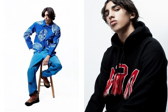 Left: Jacket 424, trousers El Local de Charlotte, hiking boots ALYX. Right :Sweatshirt 424.