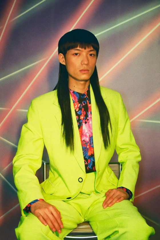 Sun Ze / Why Not Models. Suit by Acne Studios, shirt by MSGM