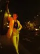 Jacket by Joseph, crop top by Kenzo, trousers by Mugler